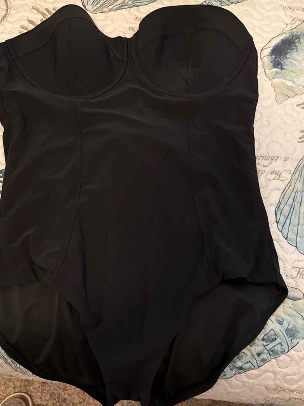 Lands' End Black Strapless Shaping Bodysuit